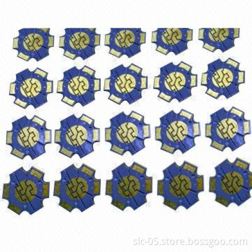 Single-side aluminum PCBs, surface chem Ni/Au and solder mask blue
